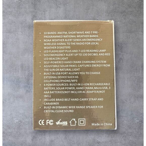 Solar Crank CR1009 NOAA Emergency Weather Alert Radio W/ AM/FM/SW Broadcast - Picture 4 of 8